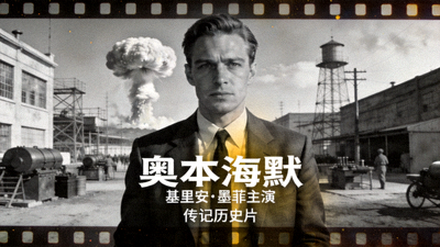 《奥本海默》电影海报 - 基里安·墨菲主演的传记历史片，原子弹之父的故事